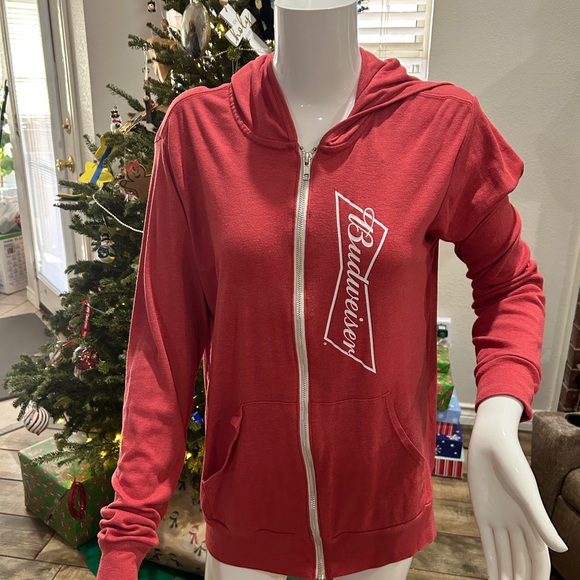 Budweiser Jackets & Blazers - Budweiser Red Women's Zip-Up Hoodie